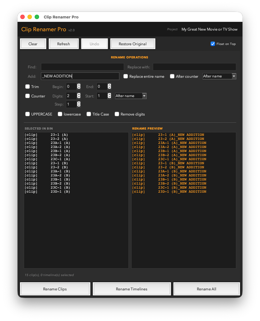 Clip Renamer Pro