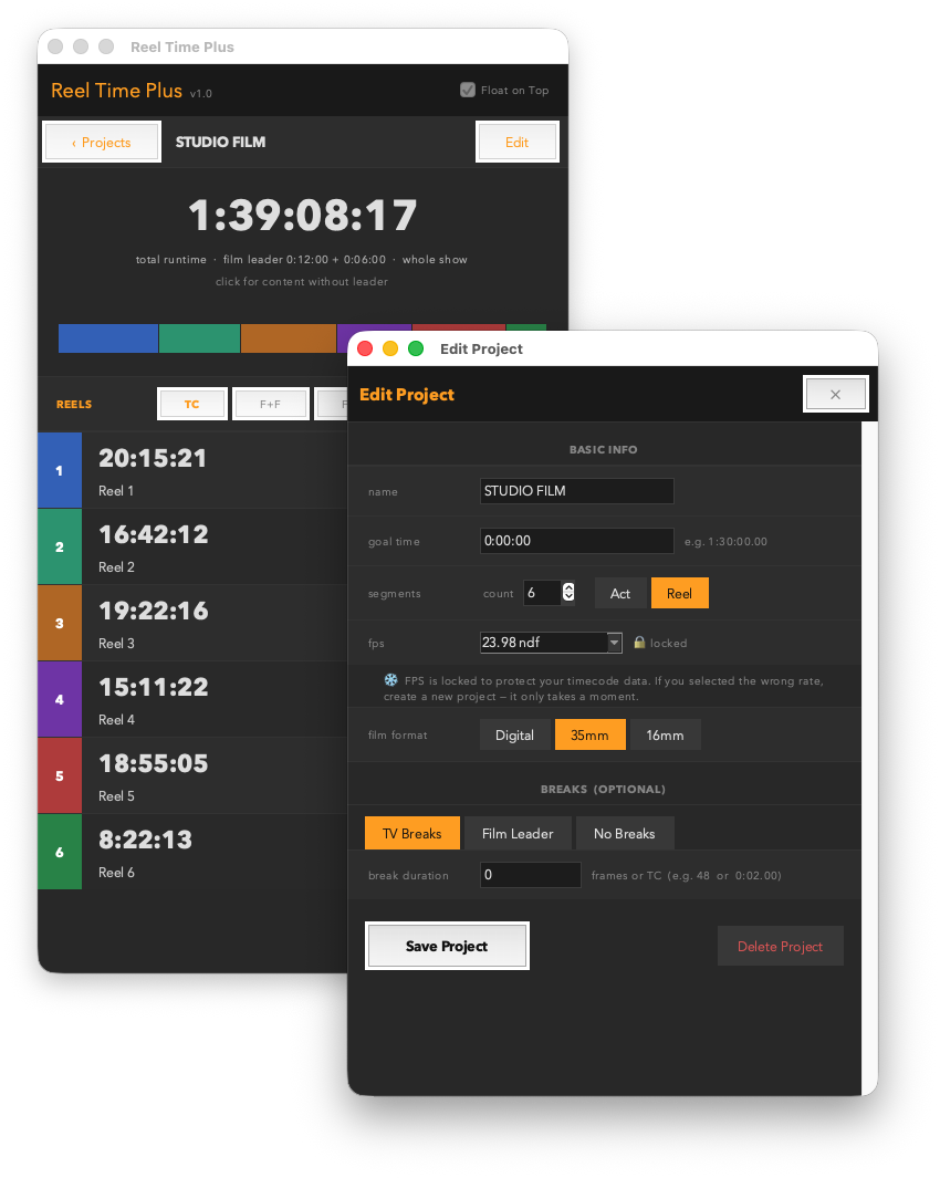 Delete Project button