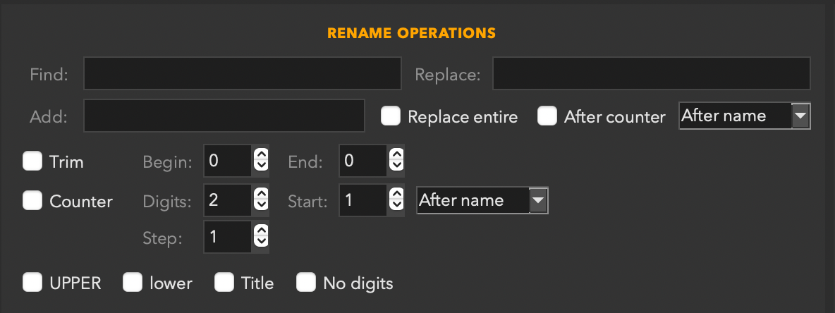 Rename Operations panel close-up