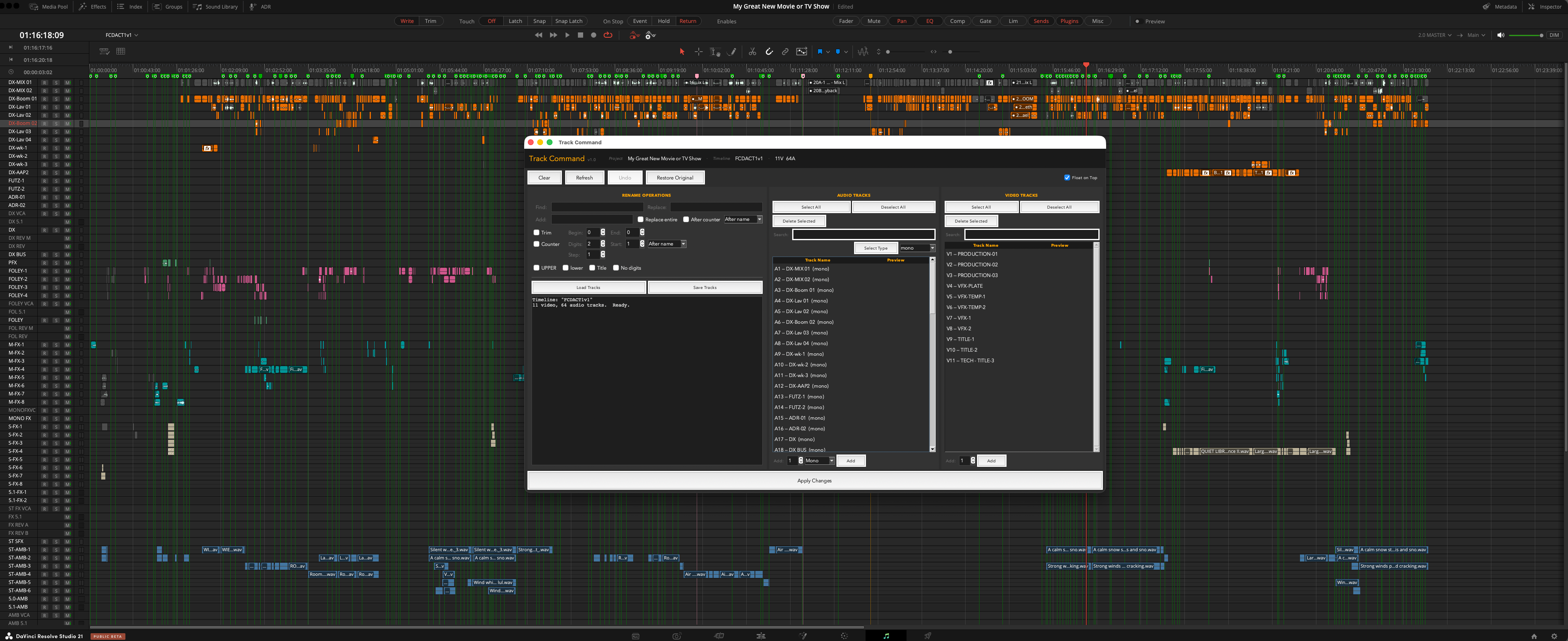 Track Command on a large timeline